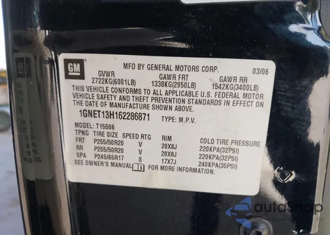 2006 Chevrolet Trailblazer Lt from USA, damaged, VIN 1GNET13H162286871